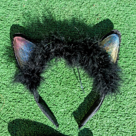 Black Cat Body Jumpsuit+Sparkling Ears Headress Cosplay/Costume Girls Sz 5/6 EUC - Picture 3 of 6